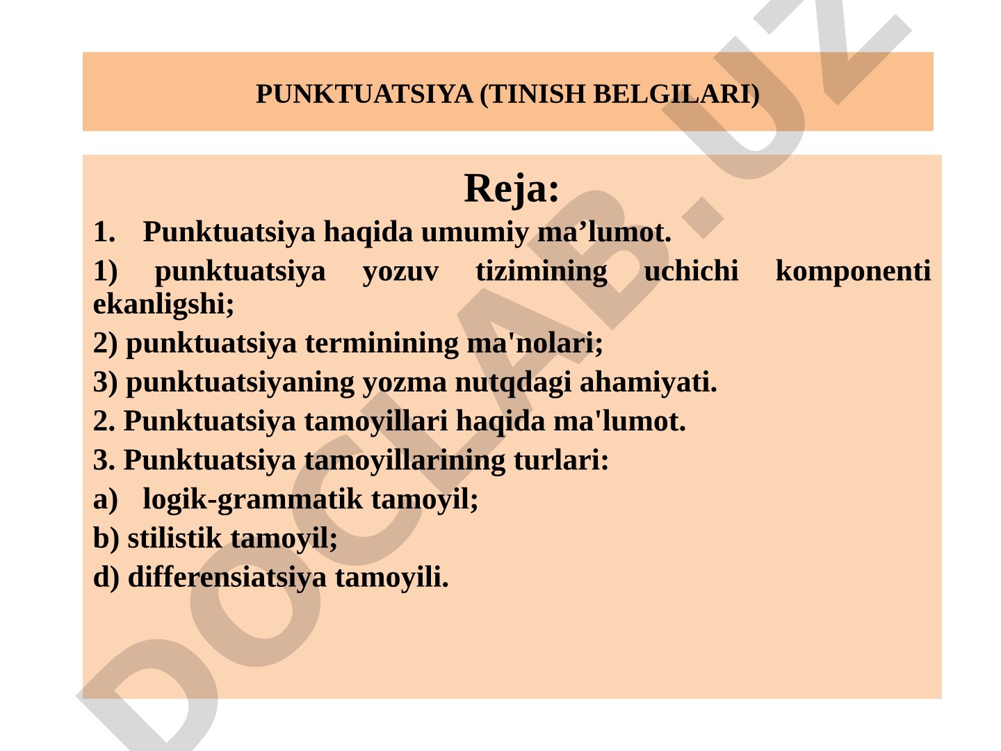 Punktuatsiya va uning tamoyillari