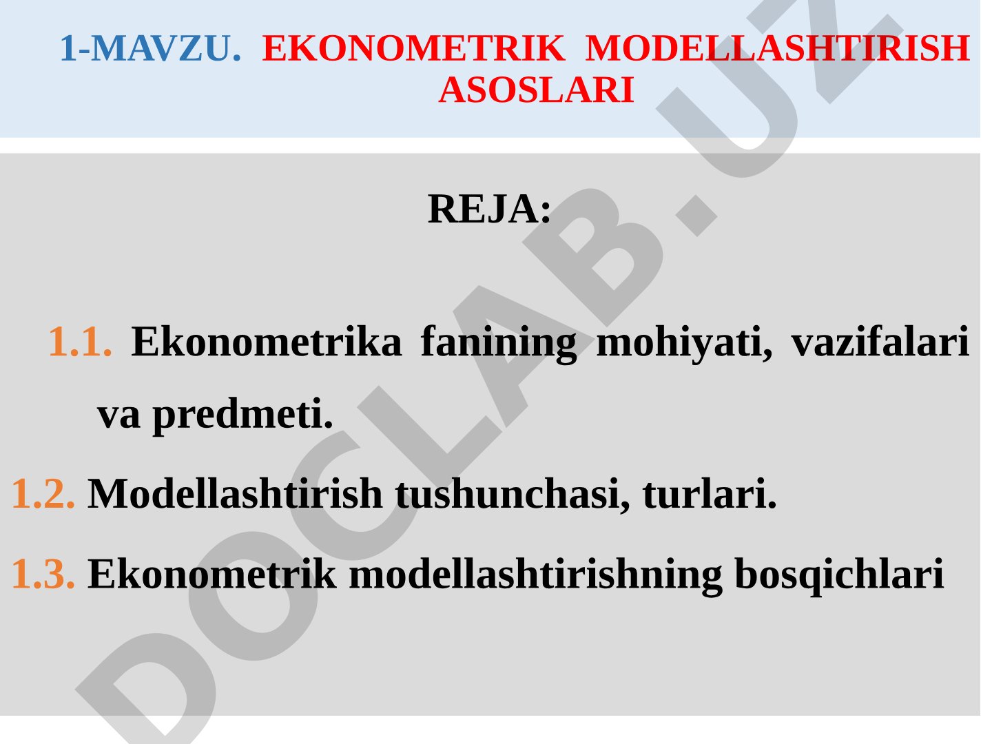 Ekonometrik modellashtirish asoslari