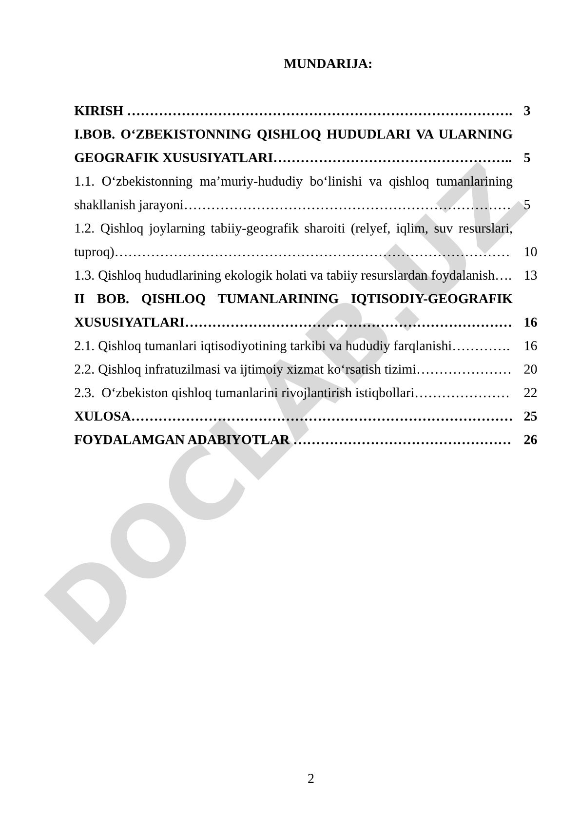 O'zbekistonning qishloq tumanlari geografiyasi