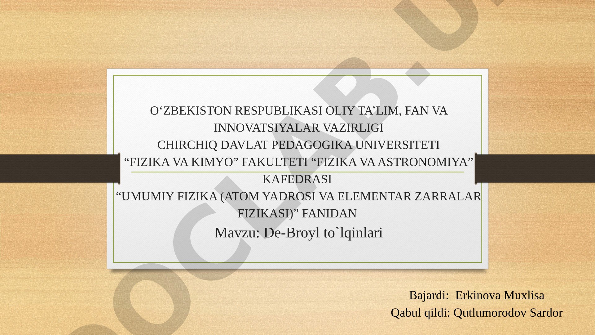De-Broyl to'lqinlari