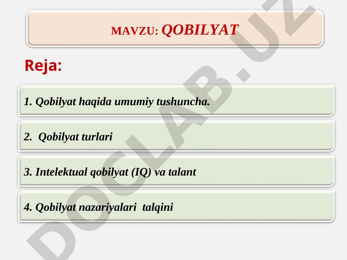 Qobilyat haqida umumiy tushuncha va turlari