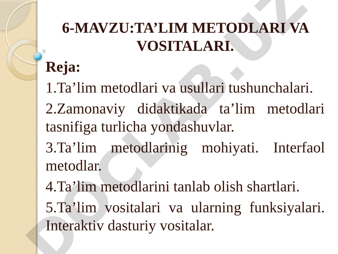 Ta'lim metodlari va vositalari
