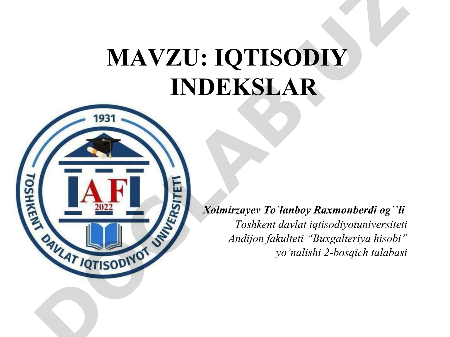 Iqtisodiy indekslar turlari