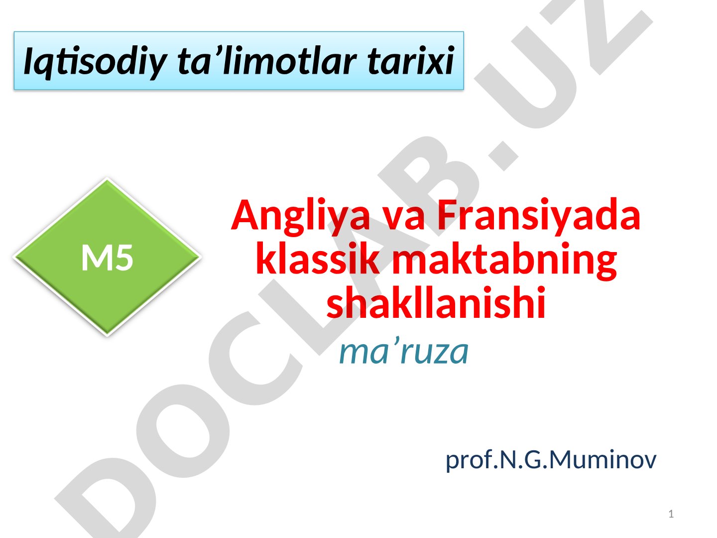 Angliya va Fransiyada klassik iqtisodiy maktabning shakllanishi