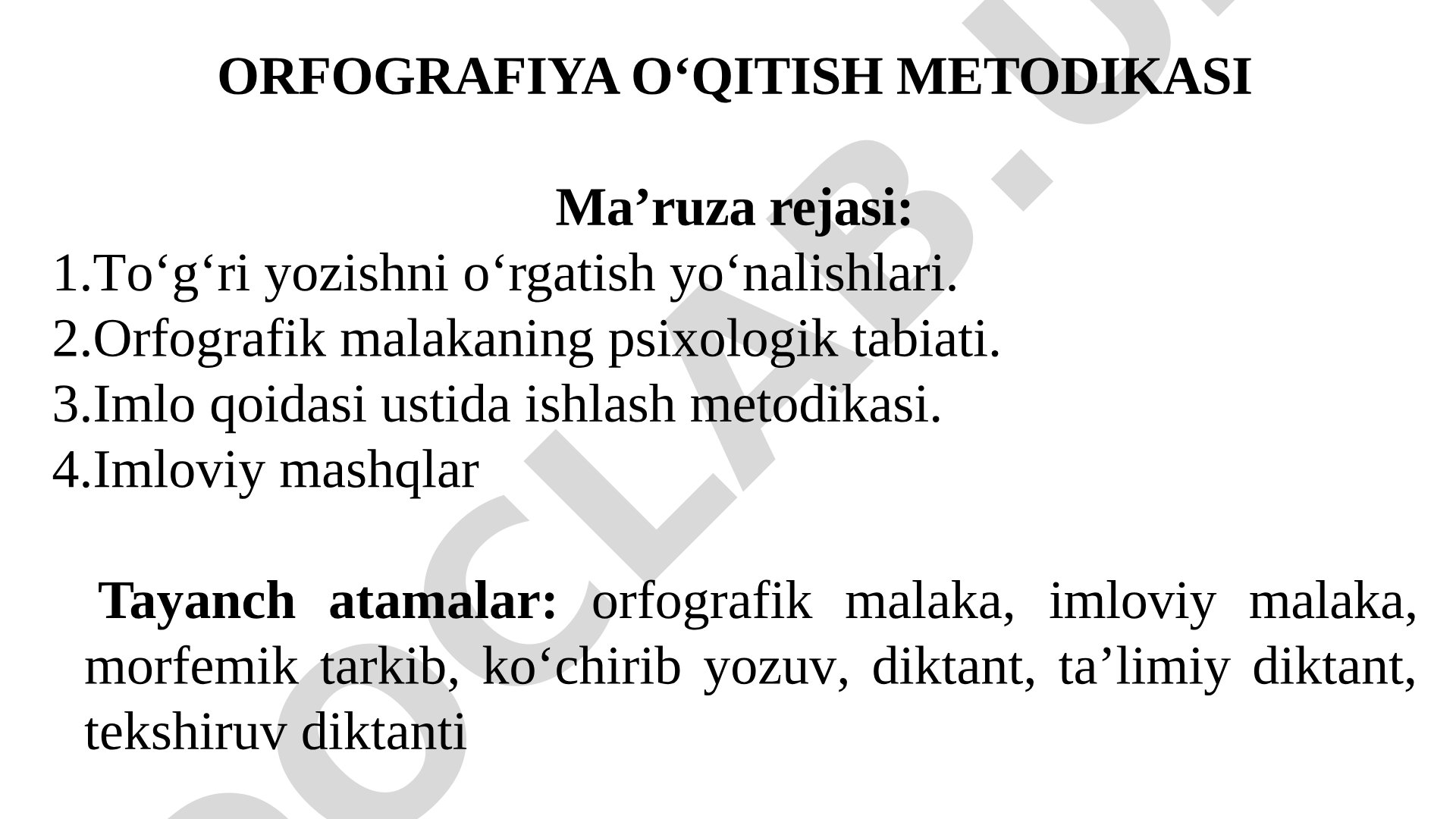 Orfografiya o‘qitish metodikasi