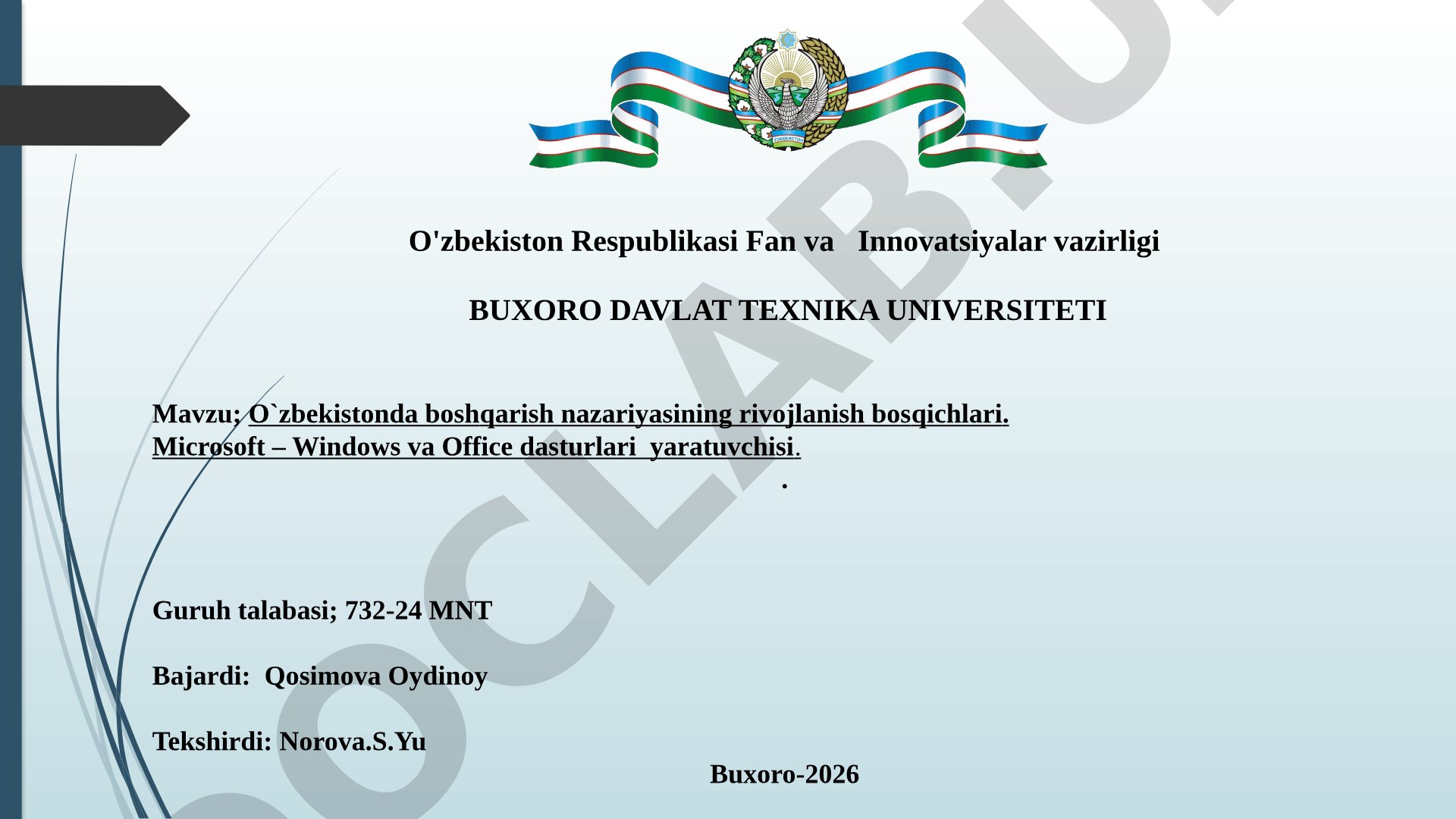 O`zbekistonda boshqarish nazariyasining rivojlanish bosqichlari