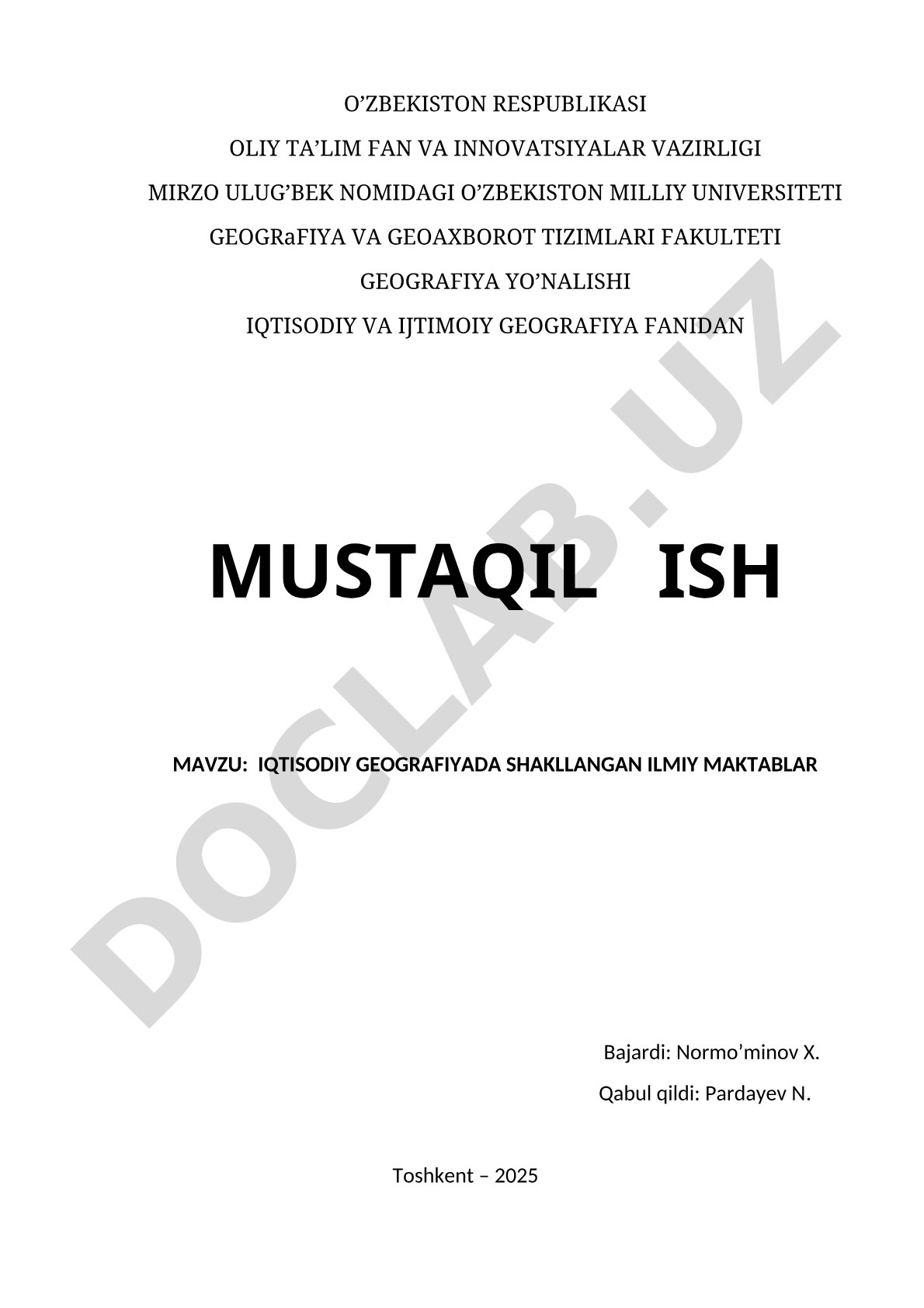 Iqtisodiy geografiyada shakllangan ilmiy maktablar