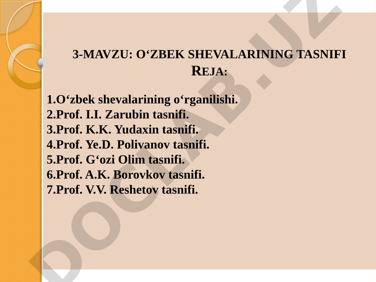O‘zbek shevalarining tasnifi