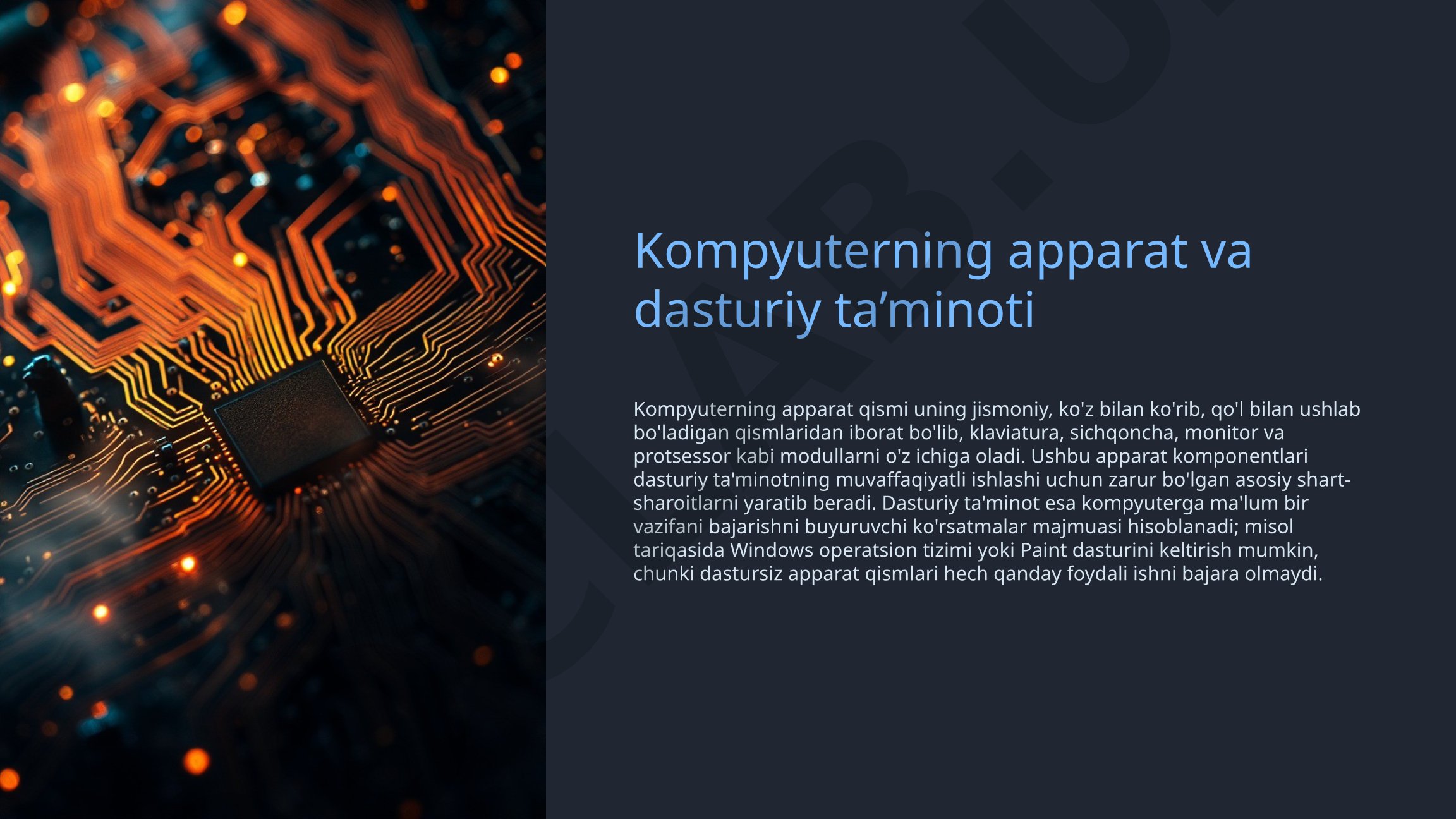 Kompyuterning apparat va dasturiy ta’minoti