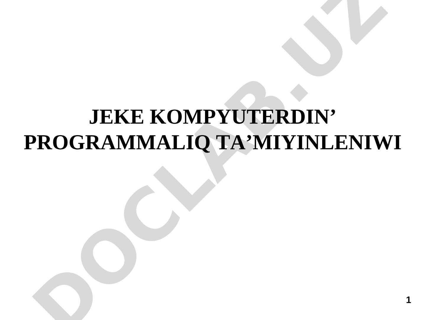 Jeke kompyuterdin’ programmalıq ta’miynleniwi