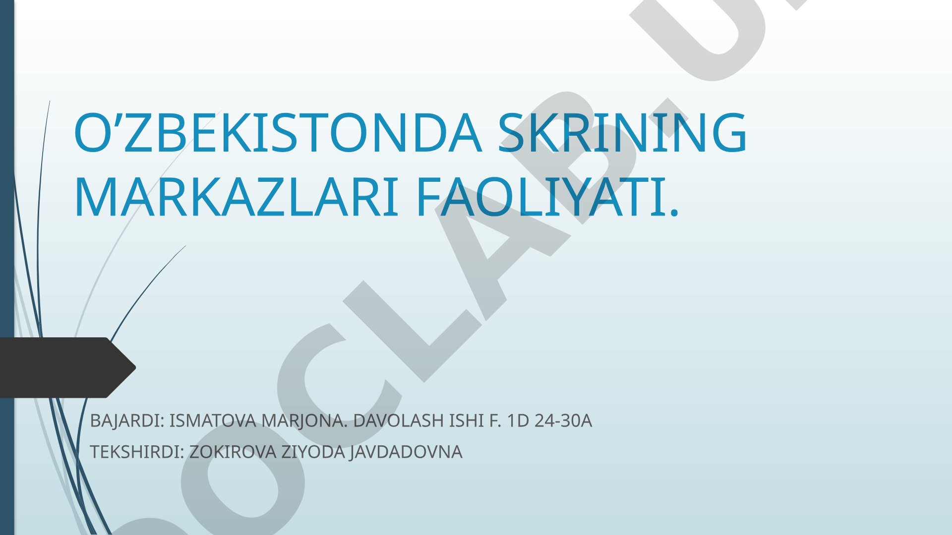 O‘zbekistonda skrining markazlari faoliyati