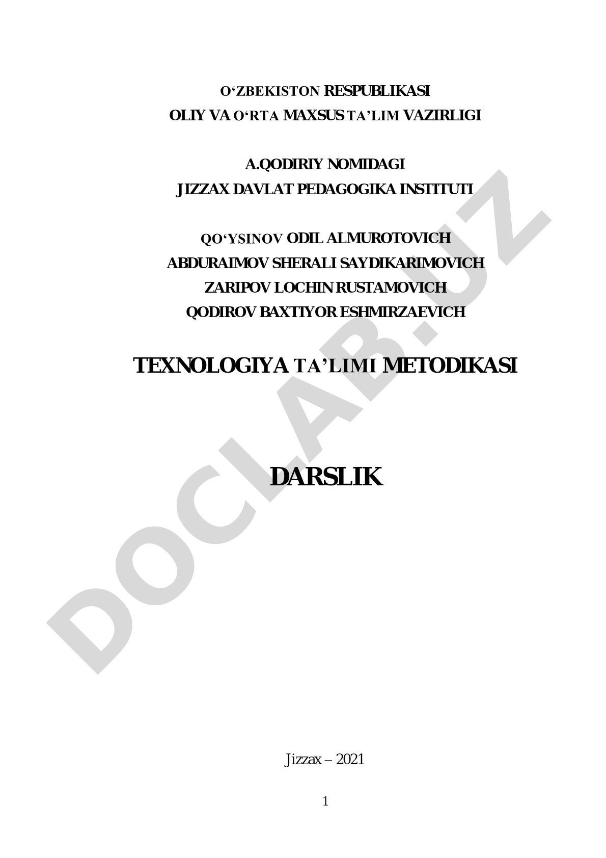 Texnologiya ta’limi metodikasi