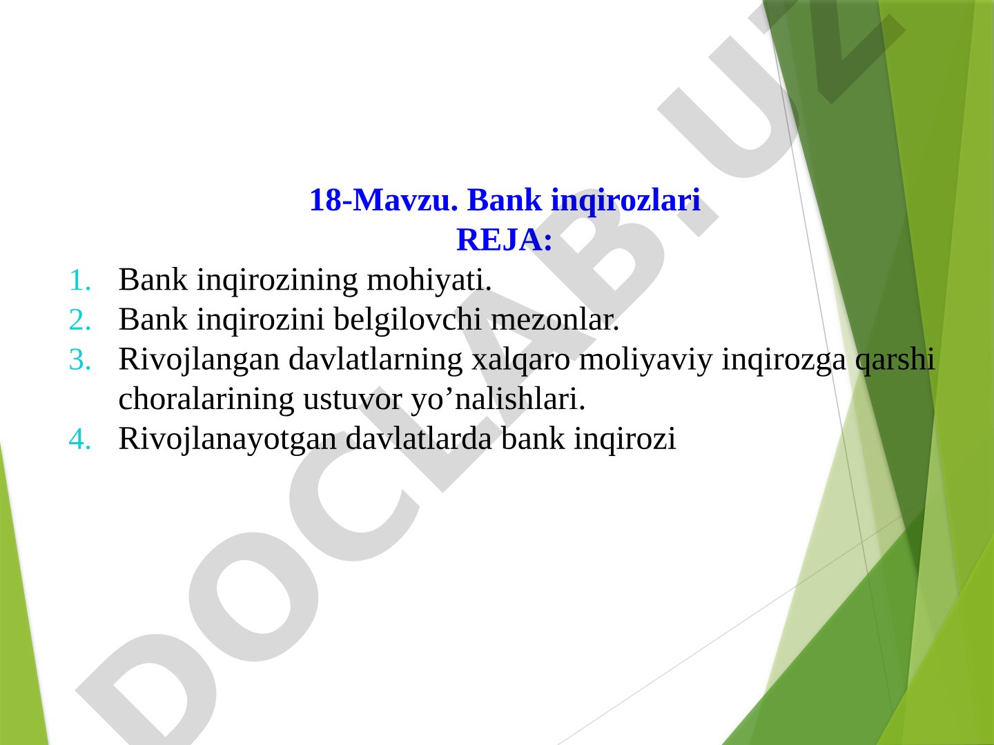 Bank inqirozini belgilovchi mezonlar