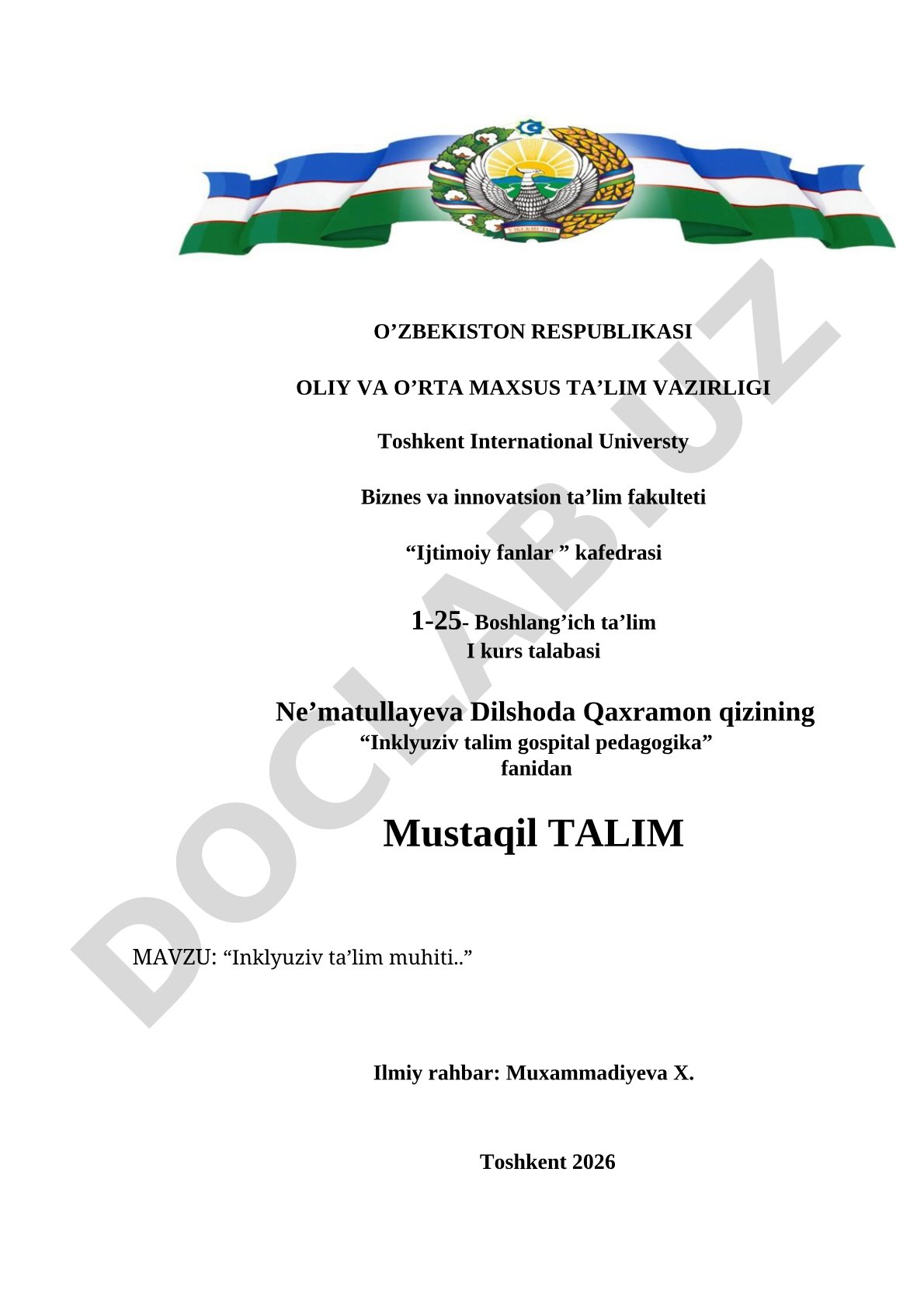 Inklyuziv ta’lim muhiti