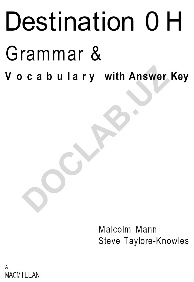 Destination 0 H Grammar & Vocabulary with Answer Key
