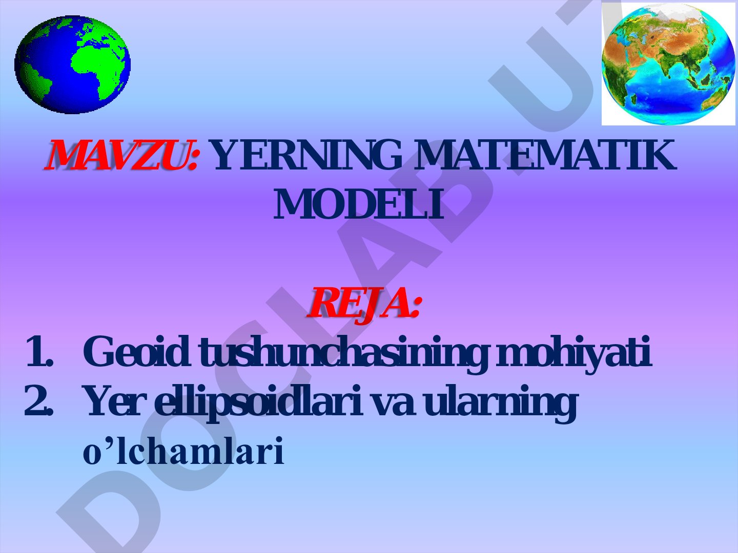 Yerning matematik modeli