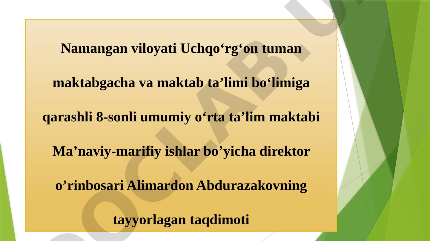 8-sonli umumiy o‘rta ta’lim maktabining “Zamonaviy maktab” sertifikati
