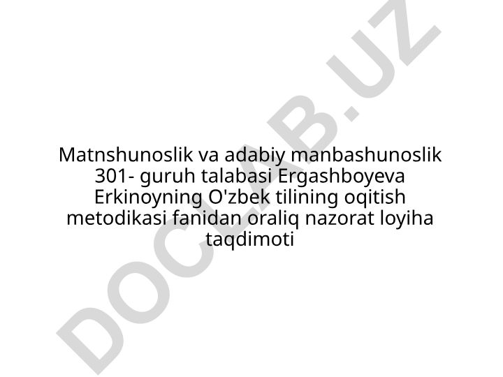 O'zbek tilining oqitish metodikasi fanidan oraliq nazorat loyihasi