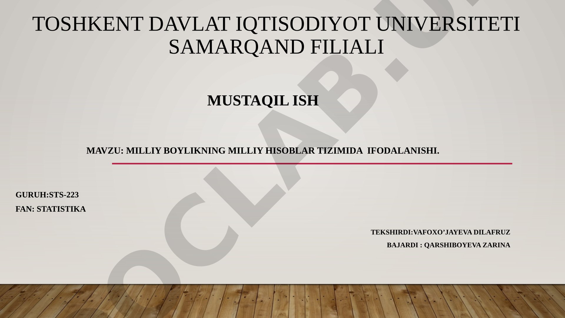 MILLIY boylikning MILLIY HISOBlar tizimida IFODALANISHI
