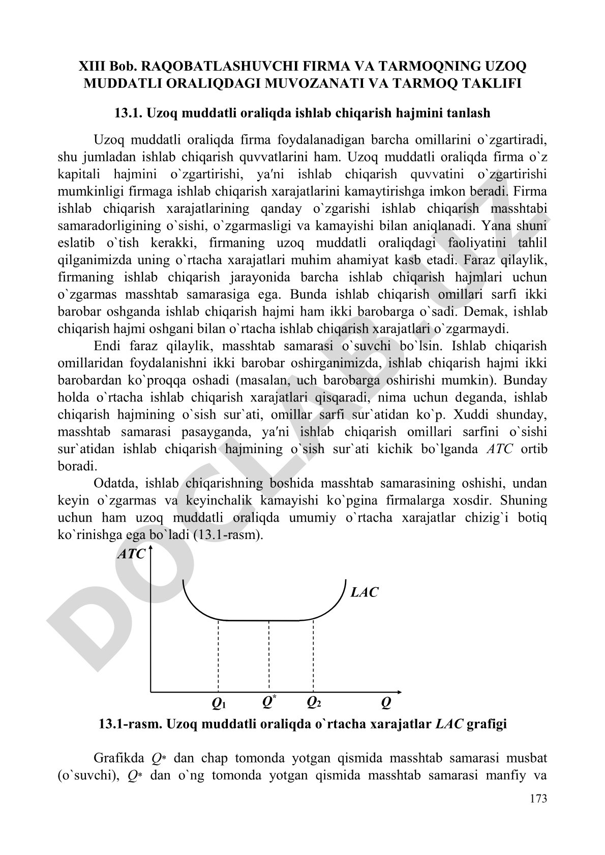 Raqobatlashuvchi firma va tarmoqning uzoq muddatli oraliqdagi muvozanati va tarmoq taklifi