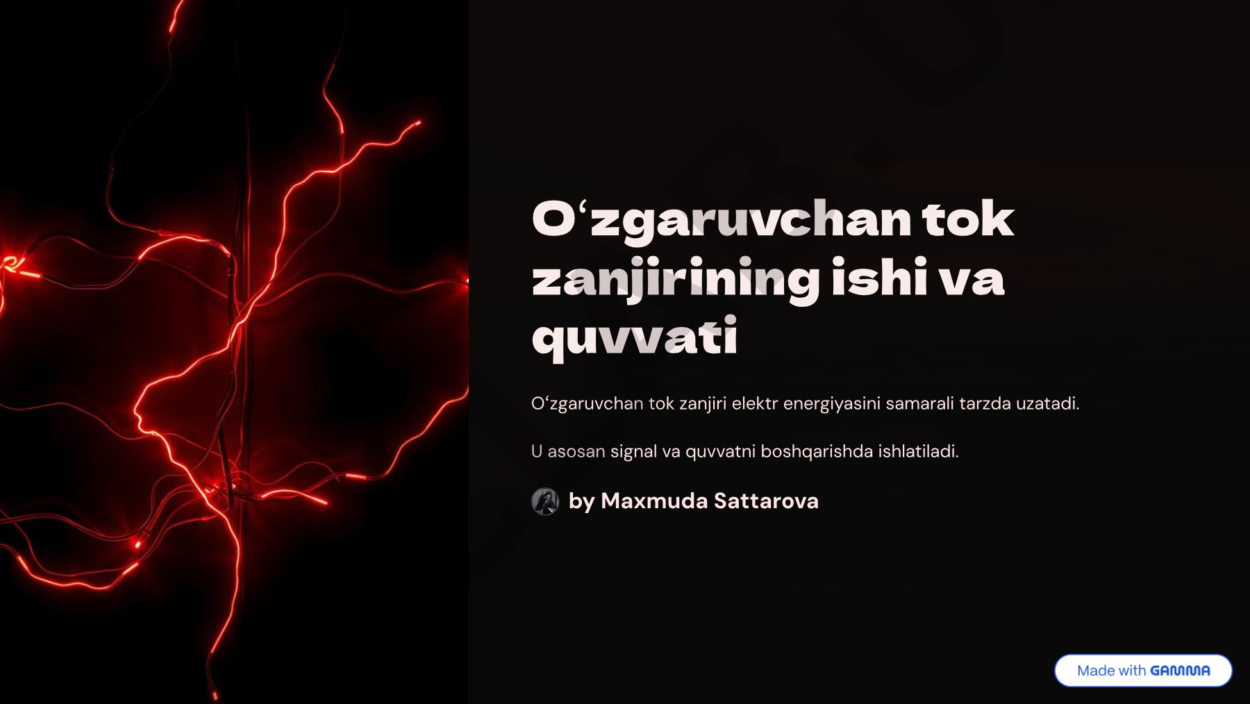 O'zgaruvchan tok zanjirining ishi va quvvati
