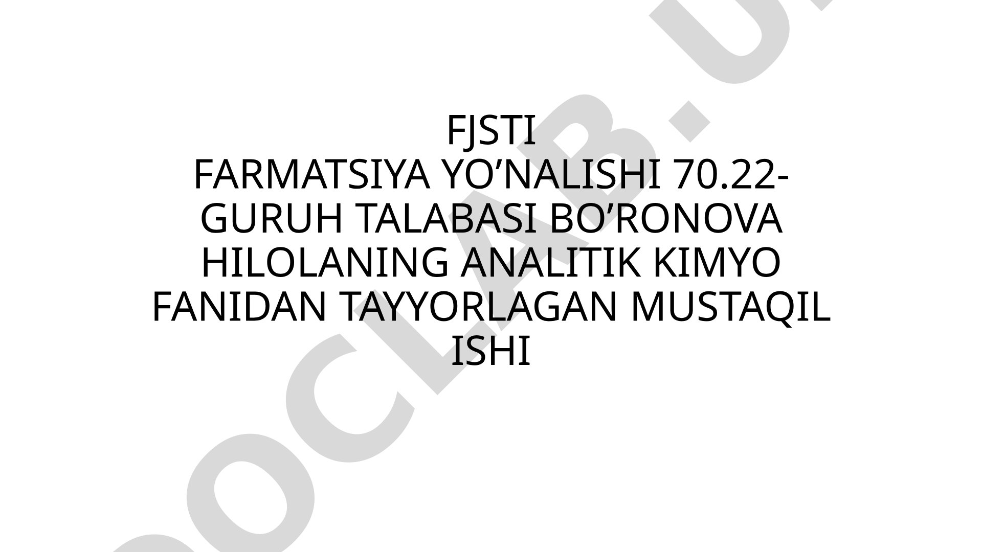 XELAT VA ICHKI KOMPLEKS BIRIKMALARINING FARMASEVTIK TAHLILDA QO’LLANILISHI