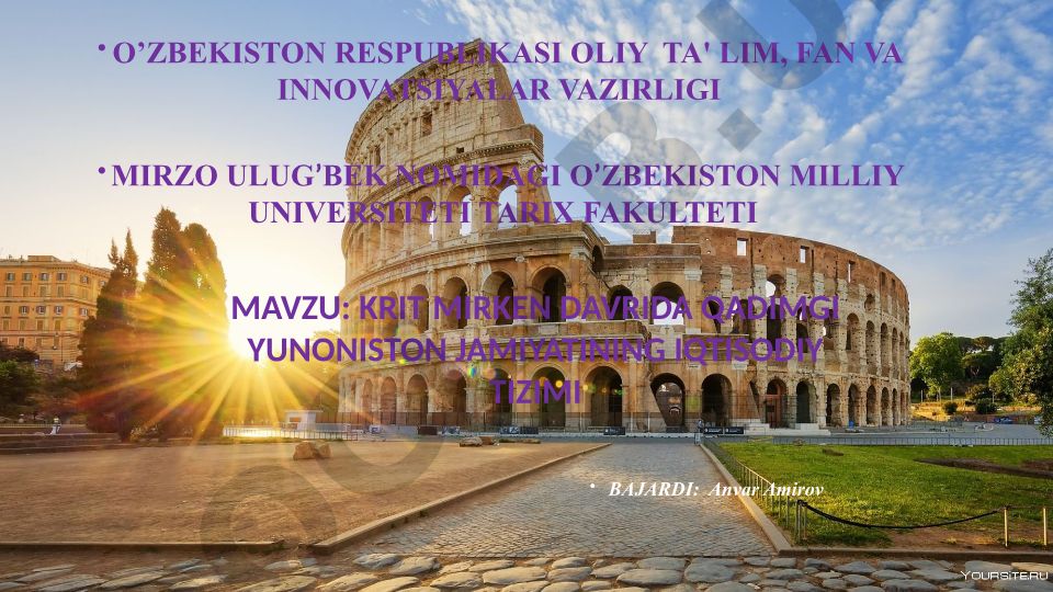 Krit-Miken davrida Qadimgi Yunoniston jamiyatining iqtisodiy tizimi