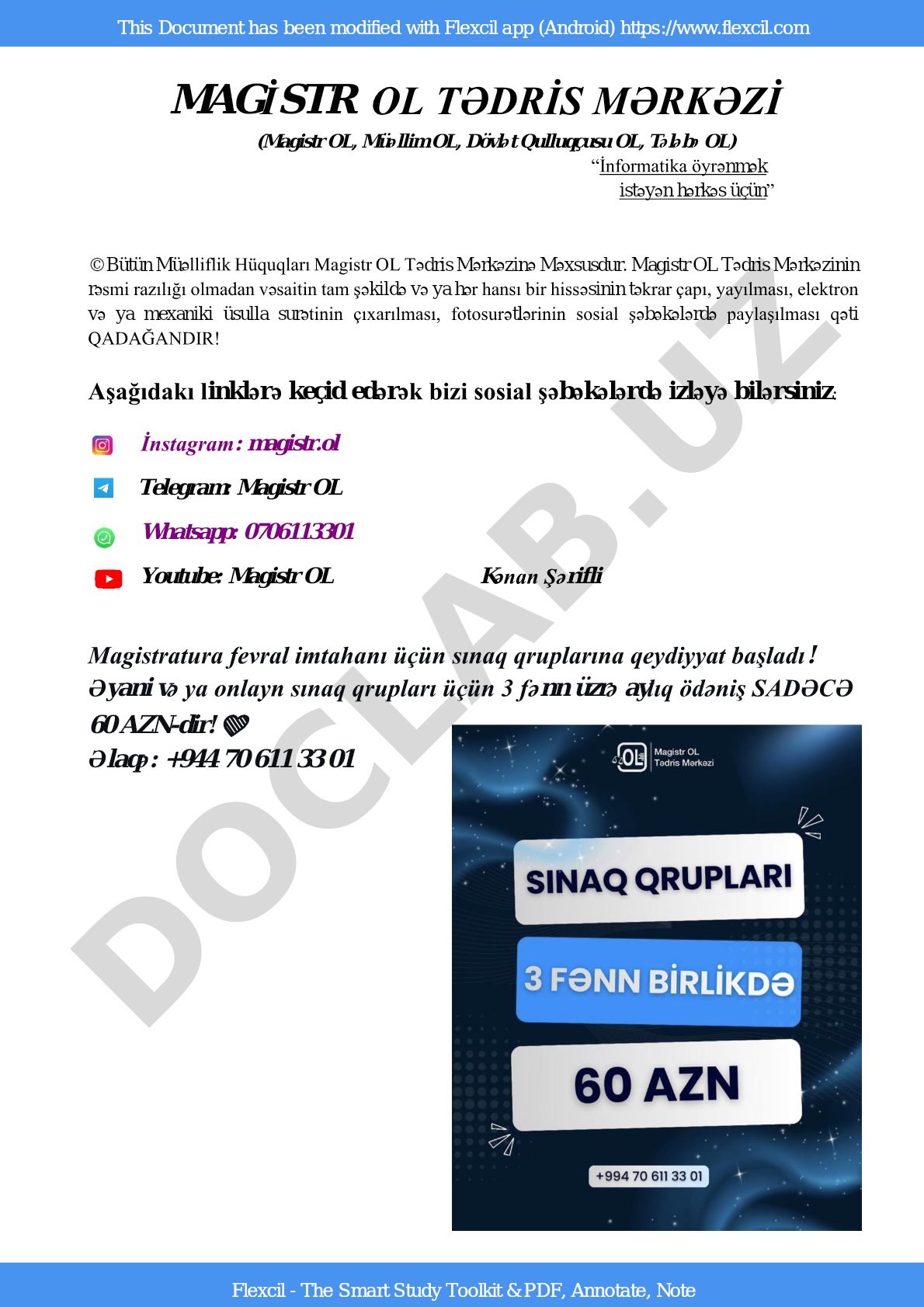 Magistr OL Tədris Mərkəzi informatika kursları