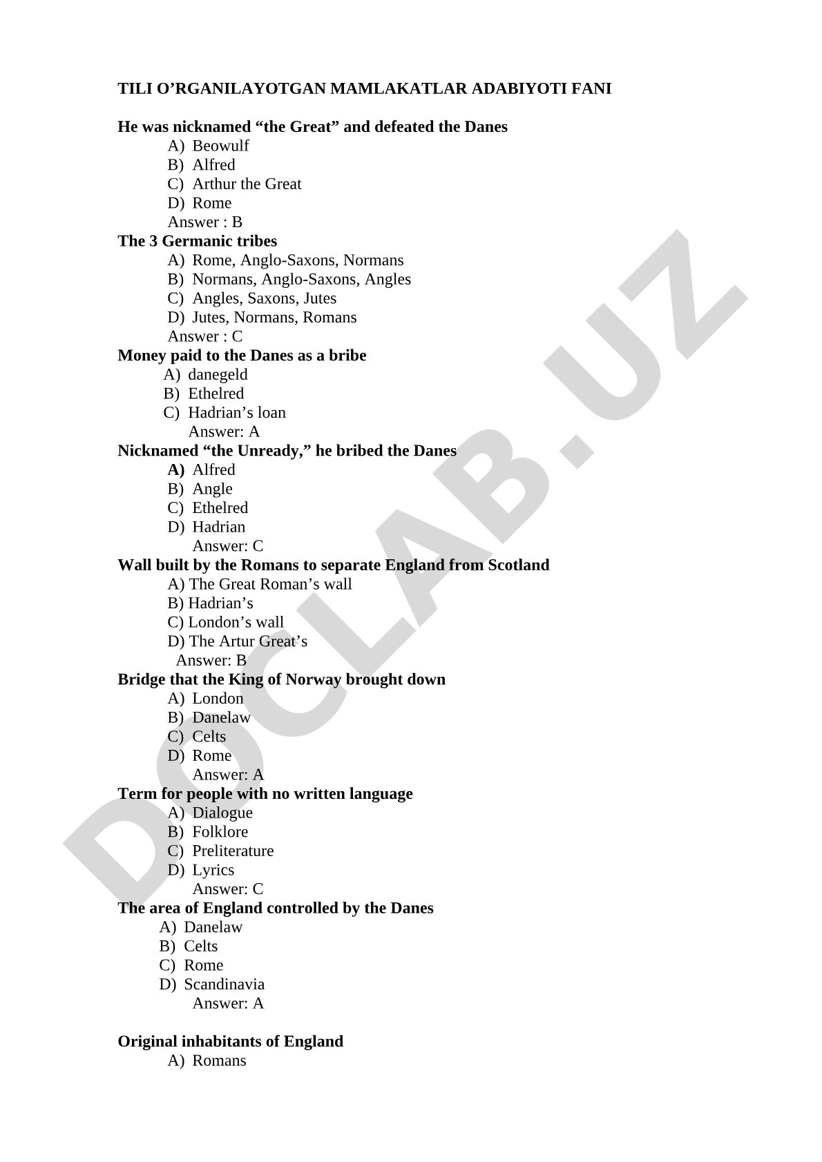 Anglo-Saxon and Medieval English Literature Quiz