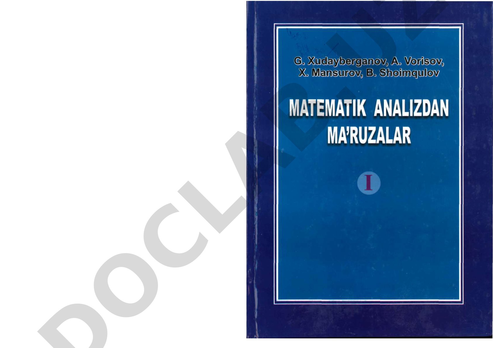 Matematik analiz fanidan ma'ruzalar to'plami