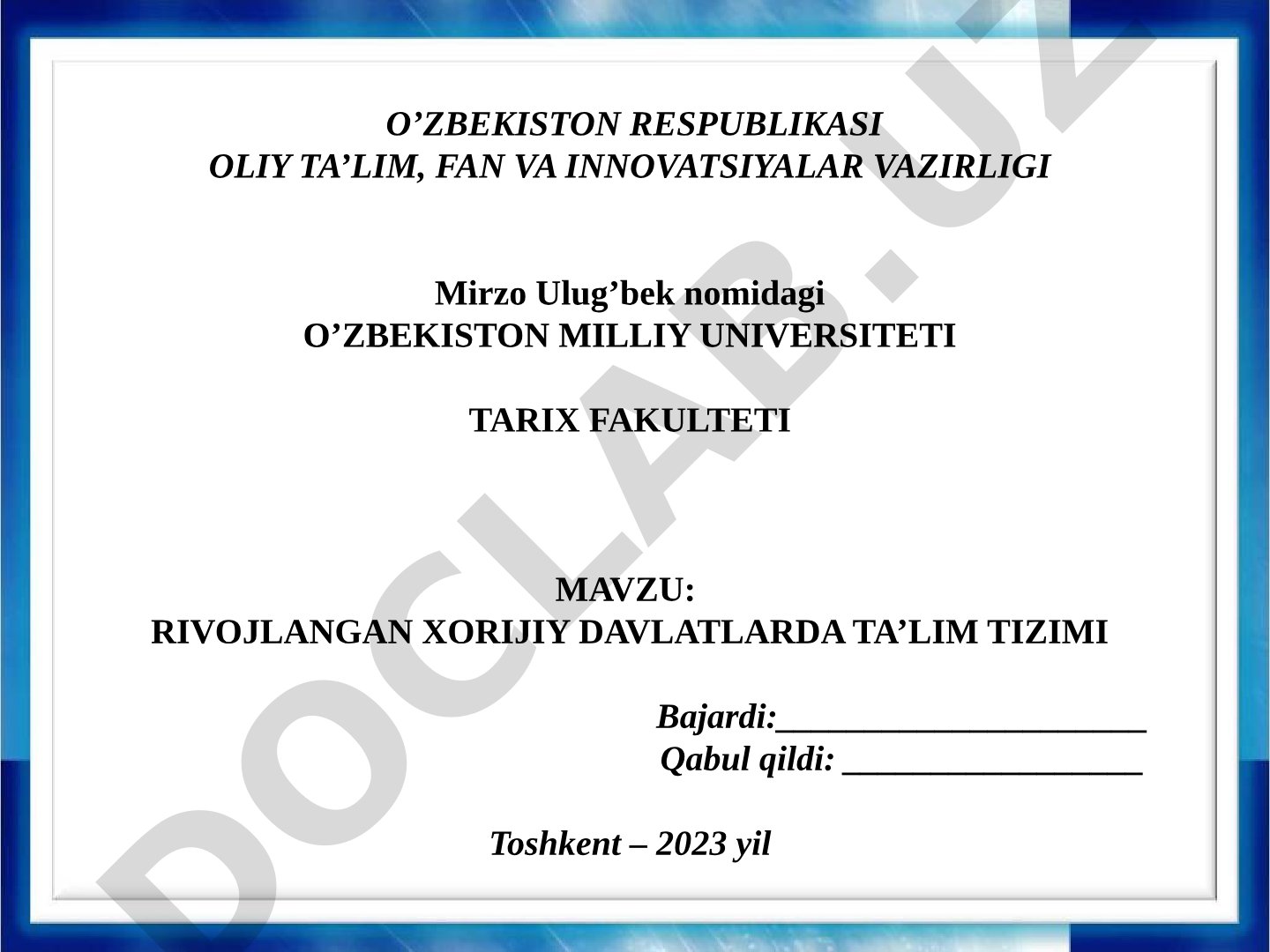 Rivojlangan xorijiy davlatlarda ta'lim tizimi