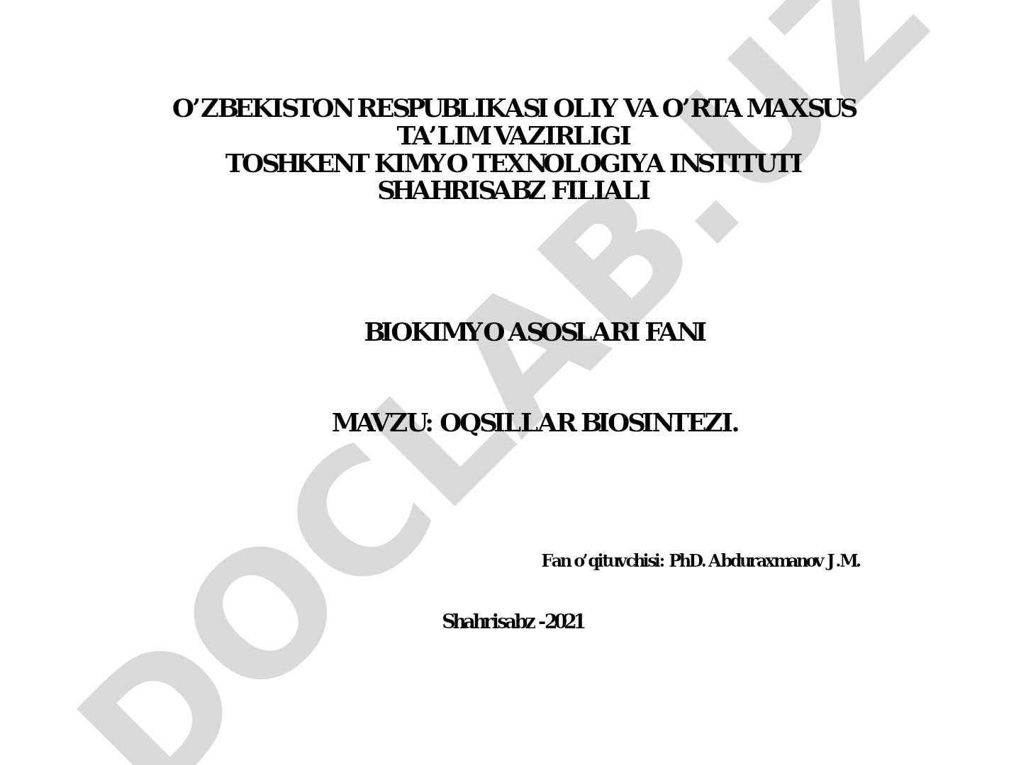 Oqsillar biosintezi