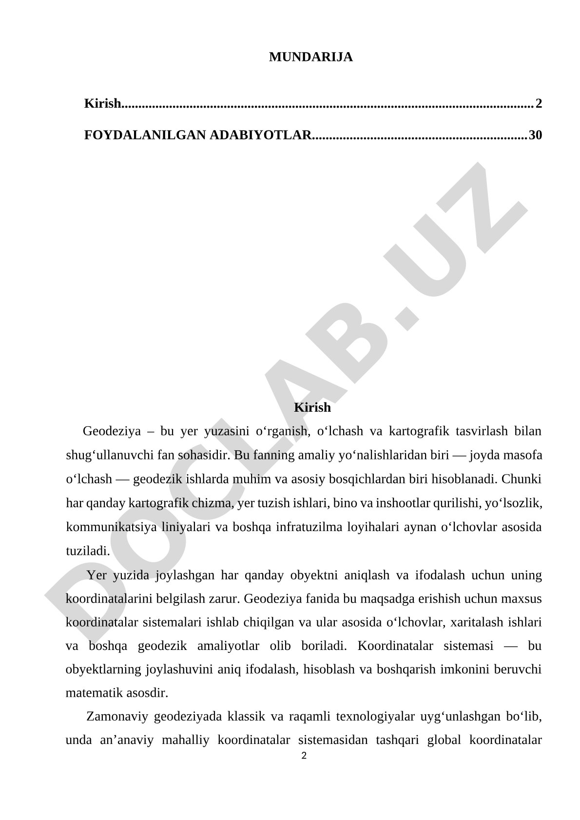 Geodeziyada qo‘llaniladigan koordinatalar sistemasi