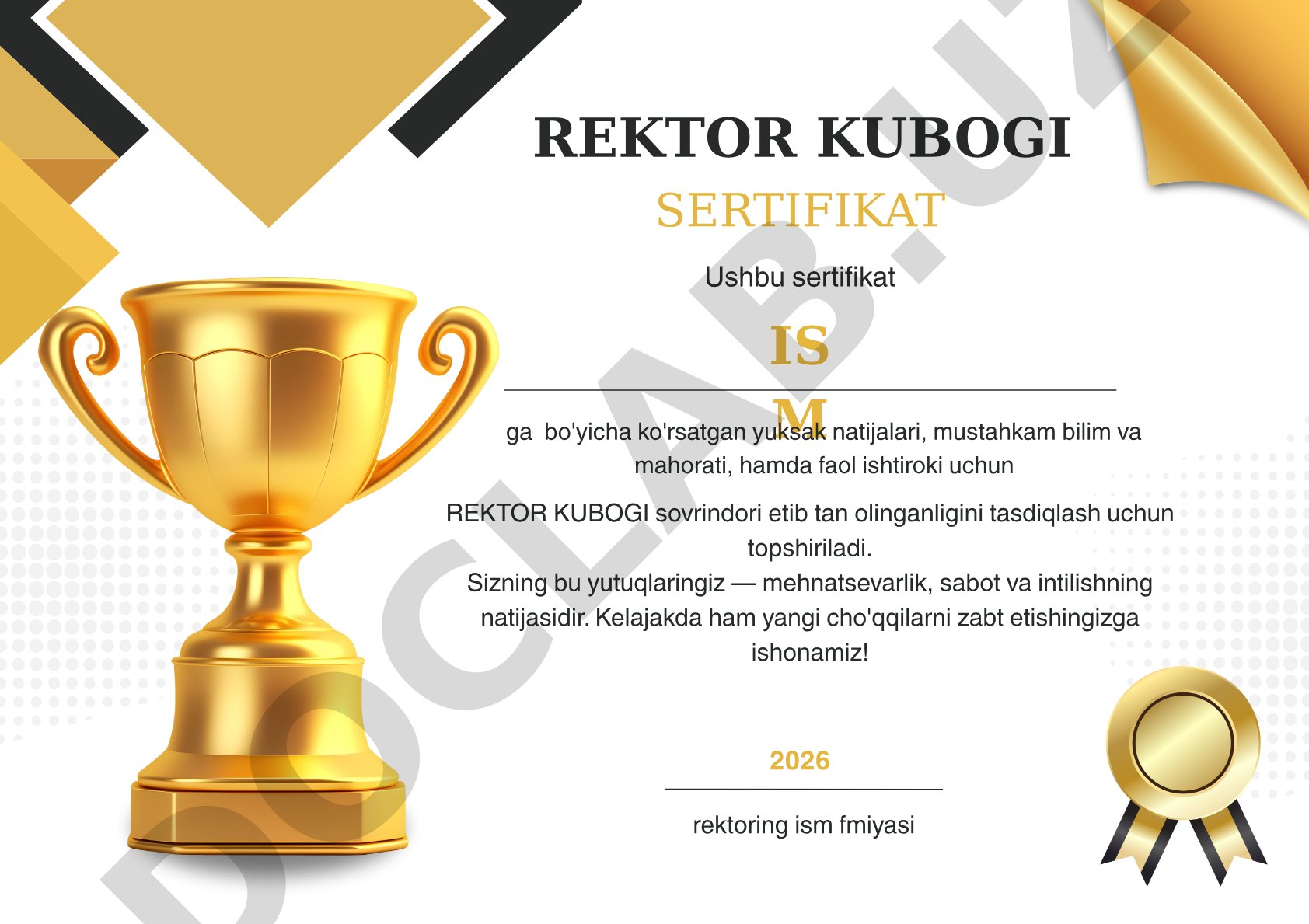 REKTOR KUBOGI SERTIFIKATI