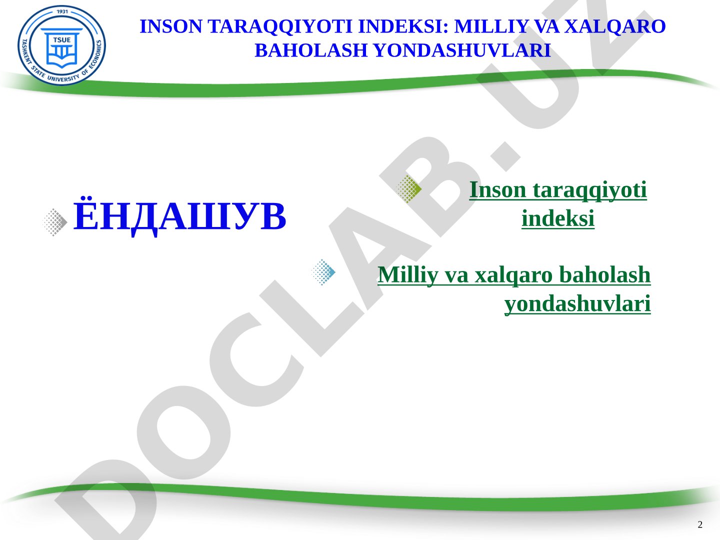 Inson taraqqiyoti indeksi: milliy va xalqaro baholash yondashuvlari