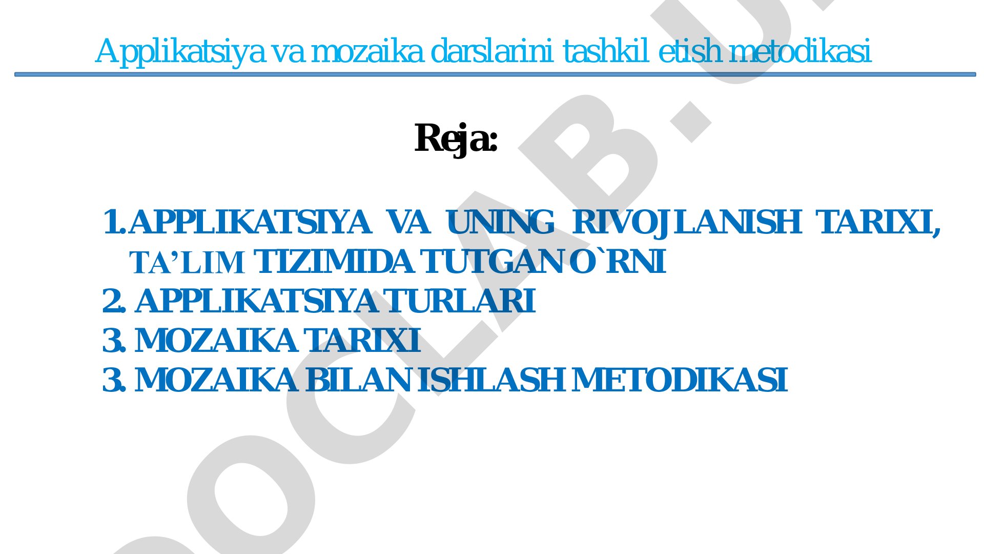 Applikatsiya va mozaika darslarini tashkil etish metodikasi