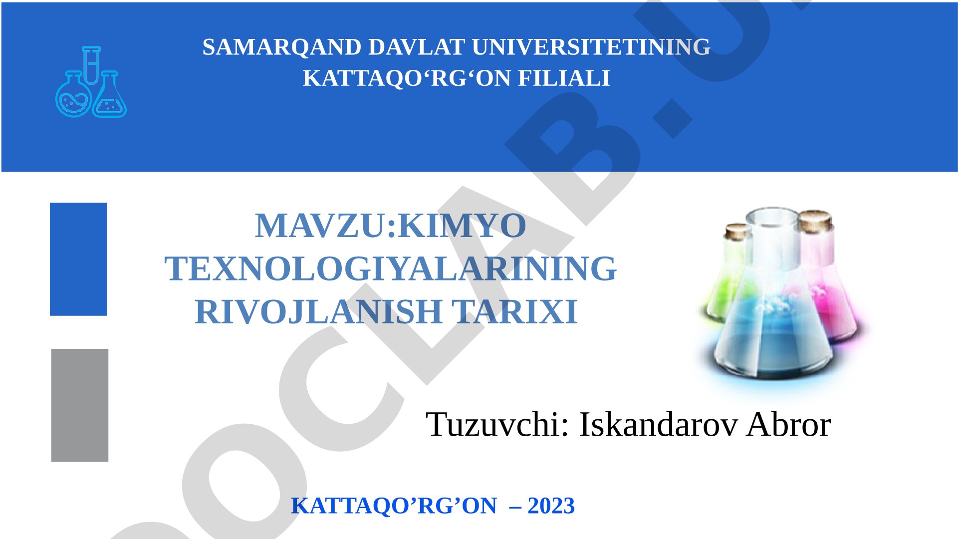 Kimyo texnologiyalarining rivojlanish tarixi
