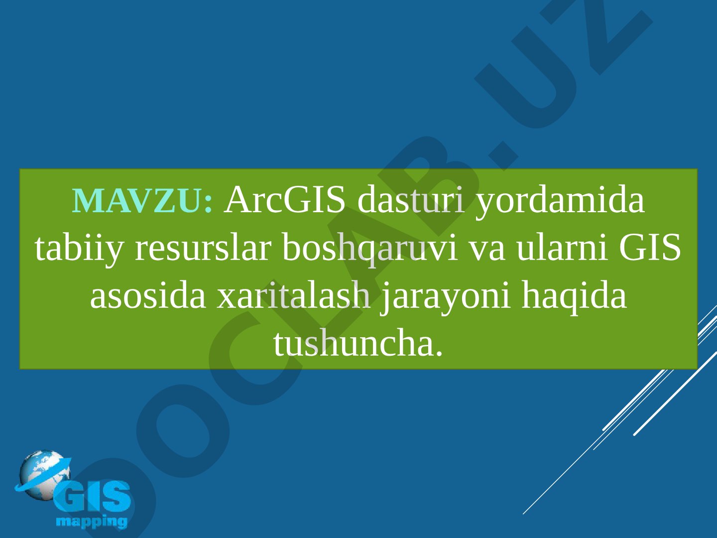 ArcGIS dasturi yordamida tabiiy resurslar boshqaruvi va ularni GIS asosida xaritalash jarayoni haqida tushuncha
