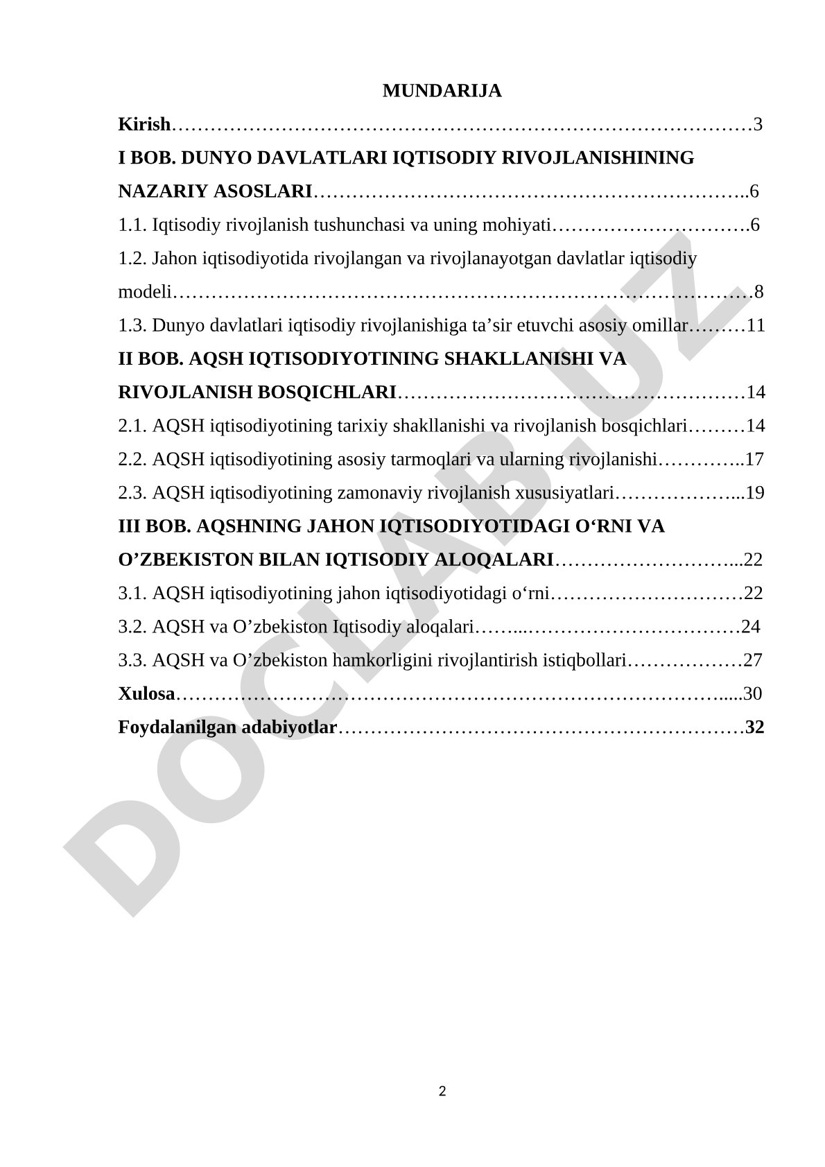 Dunyo davlatlari iqtisodiy rivojlanishining nazariy asoslari
