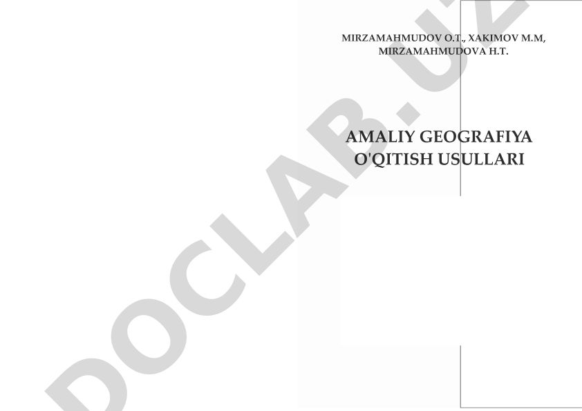 Amaliy geografiya o'qitish usullari