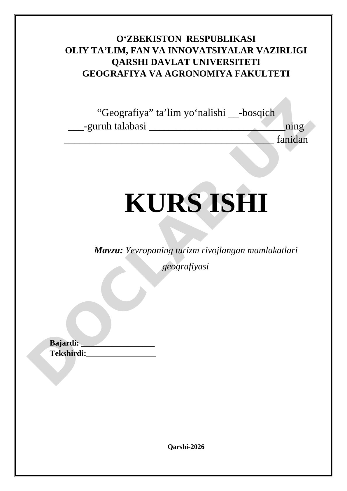 Yevropaning turizm rivojlangan mamlakatlari geografiyasi