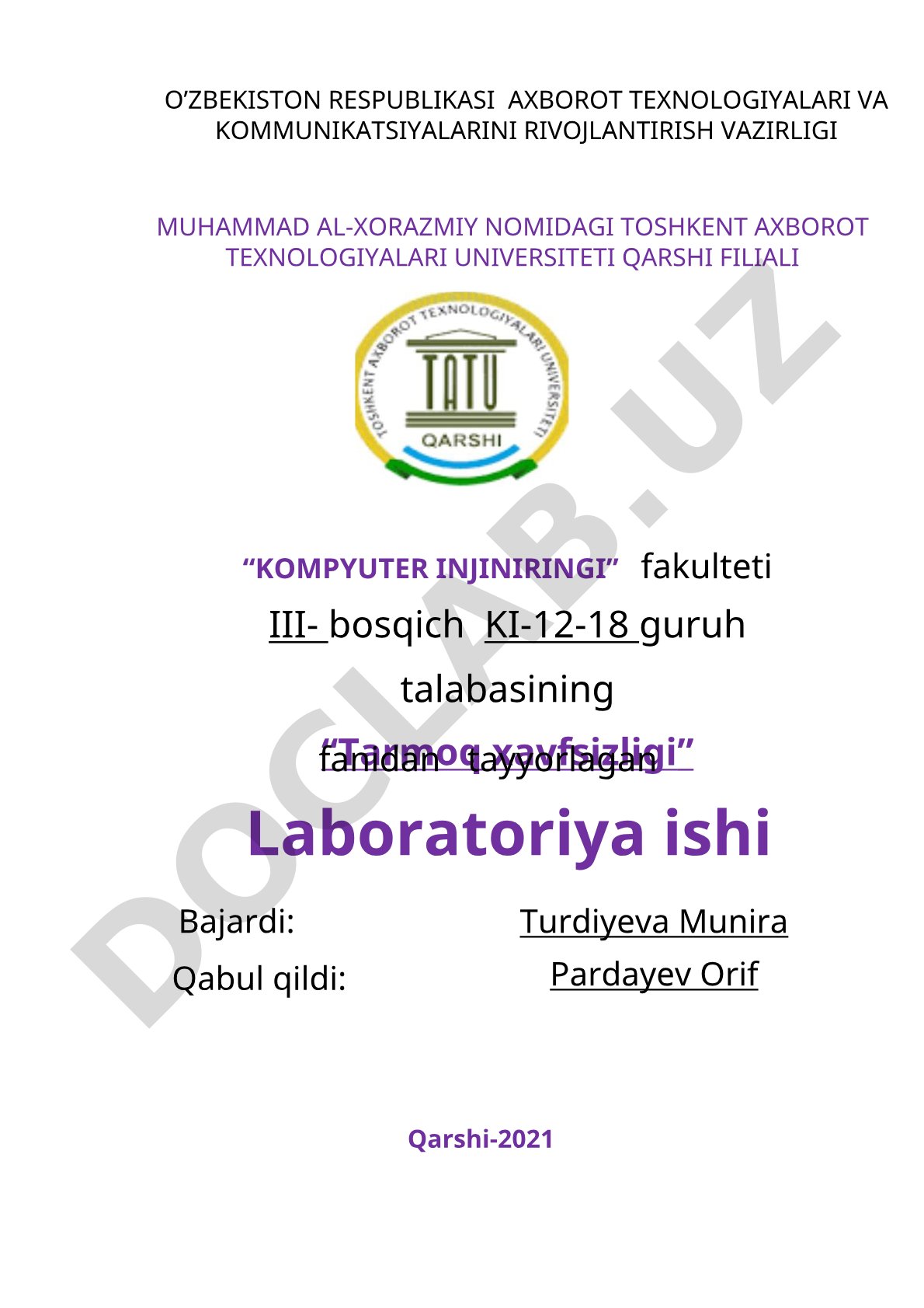 RADIUS serverini sozlash bo'yicha laboratoriya ishi