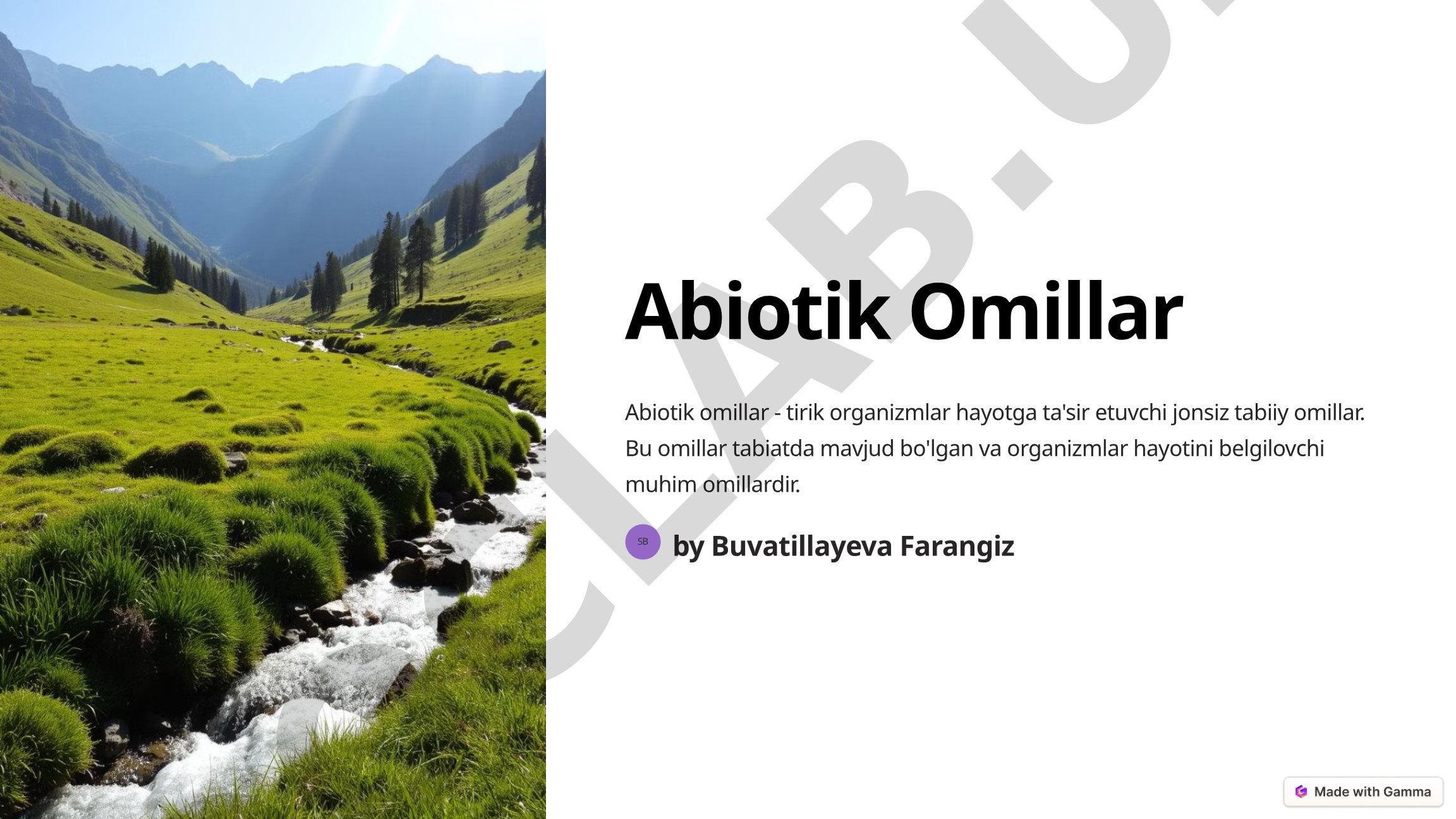 Harorat, namlik va yorug'lik kabi abiotik omillarning organizmlarga ta'siri