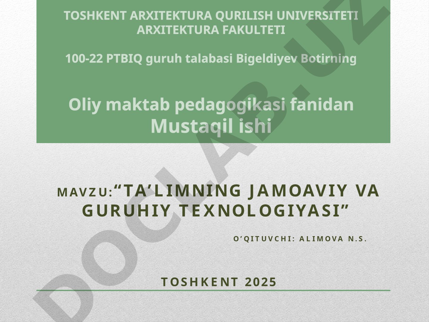 Ta’limning jamoaviy va guruhiy texnologiyasi