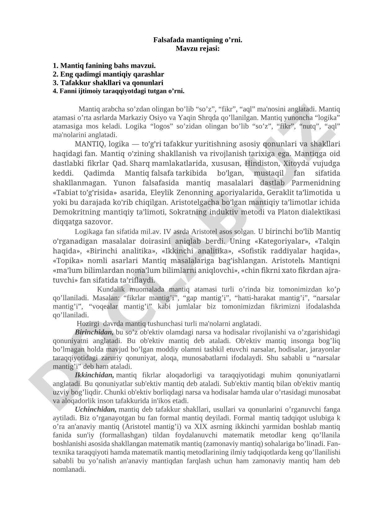 Falsafada mantiqning o'rni