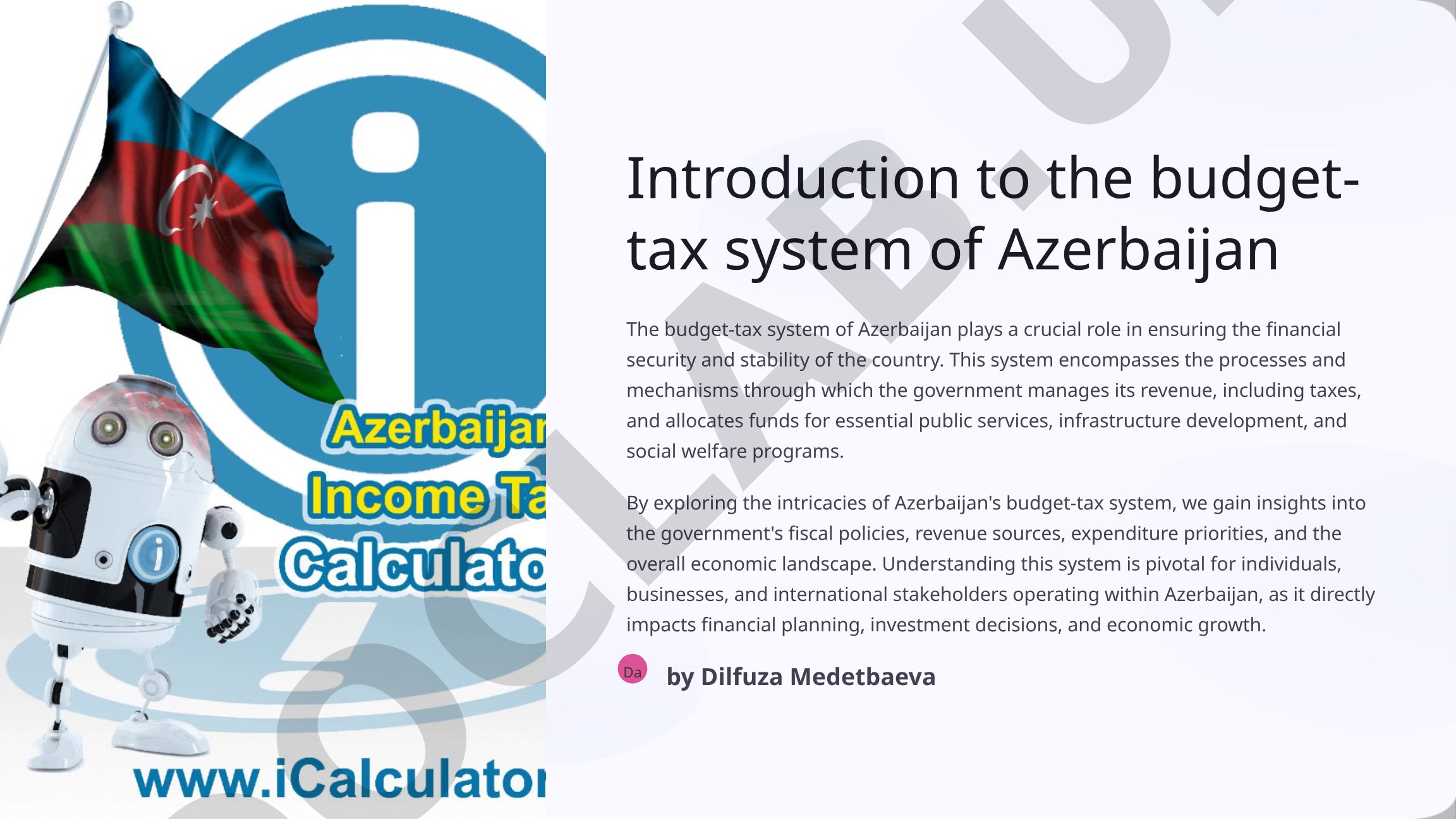 Introduction to the budget-tax system of Azerbaijan