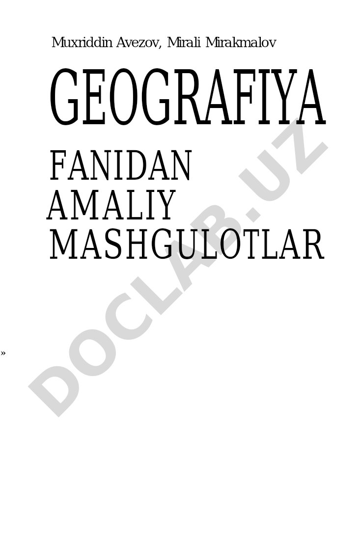 Geografiya fanidan amaliy mashg'ulotlar