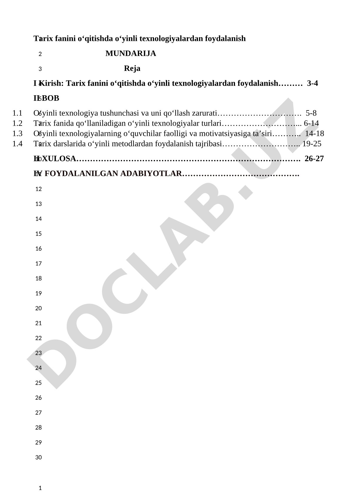 Tarix fanini o‘qitishda o‘yinli texnologiyalardan foydalanish