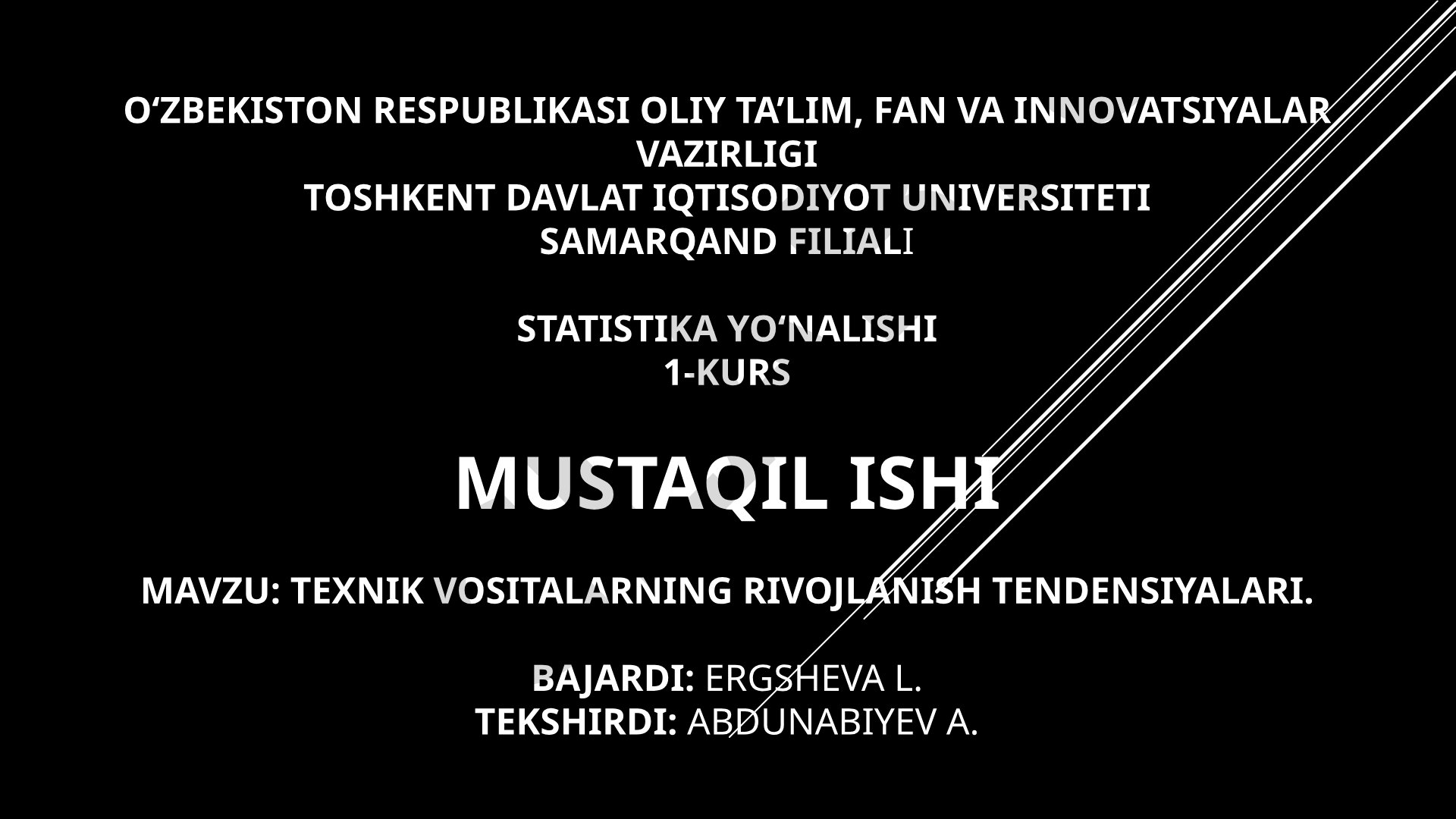 Texnik vositalarning rivojlanish tendensiyalari