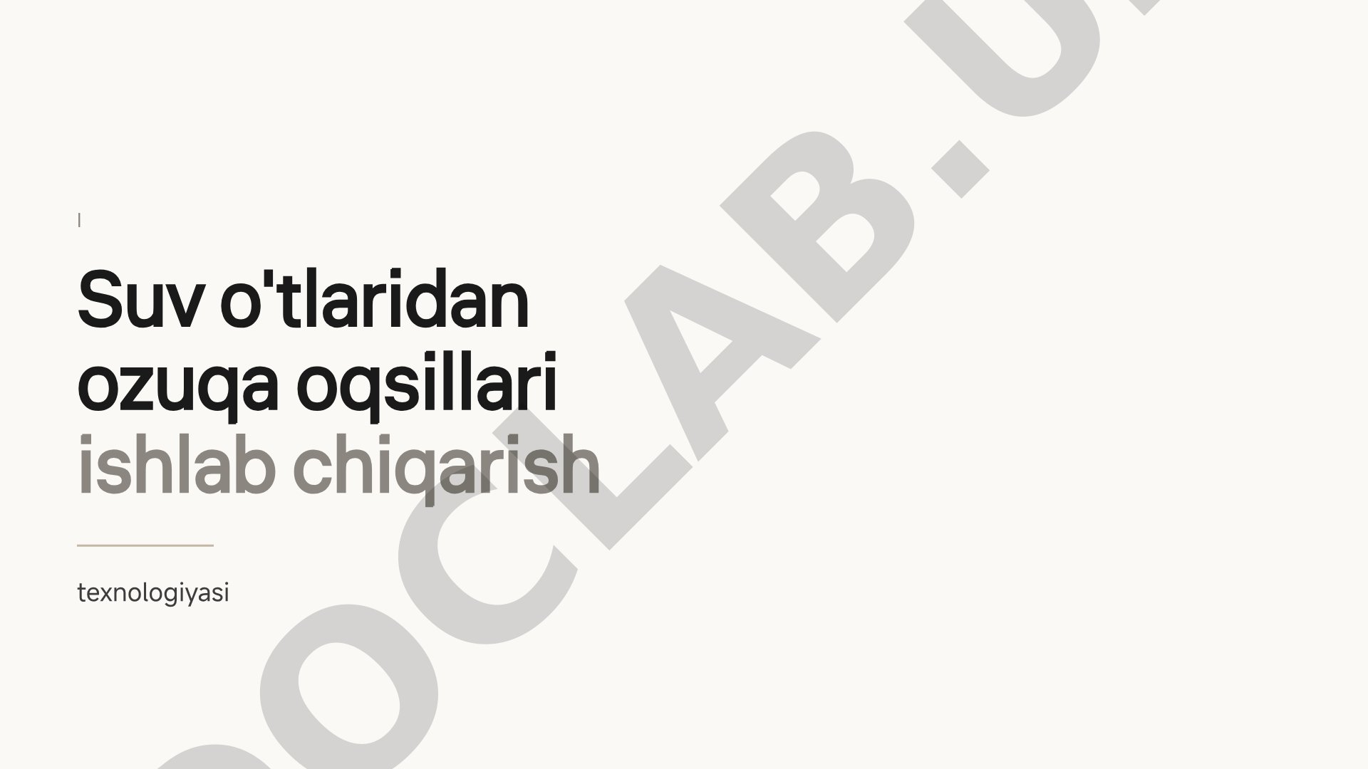 Suv o'tlaridan ozuqa oqsillari ishlab chiqarish texnologiyasi
